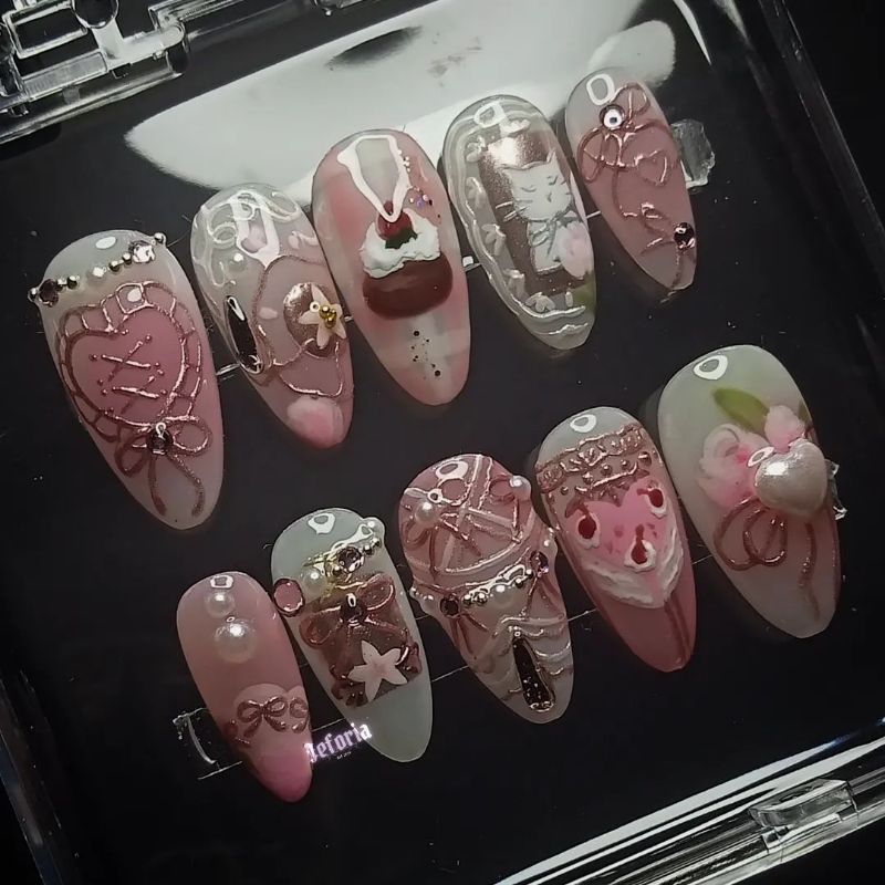 [JEFORIA] KITTY CAKE premium press on nails customize