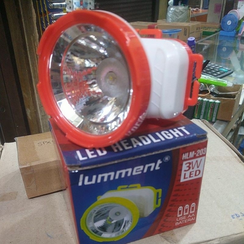 Senter Kepala LED baterai AA 3pc