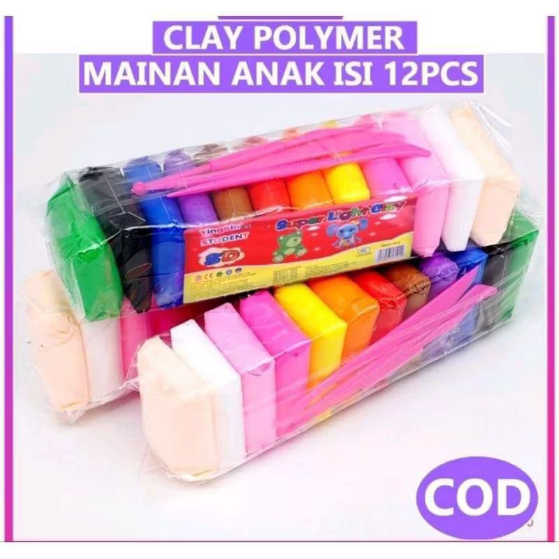 Clay polymer / soft clay isi 12 pcs