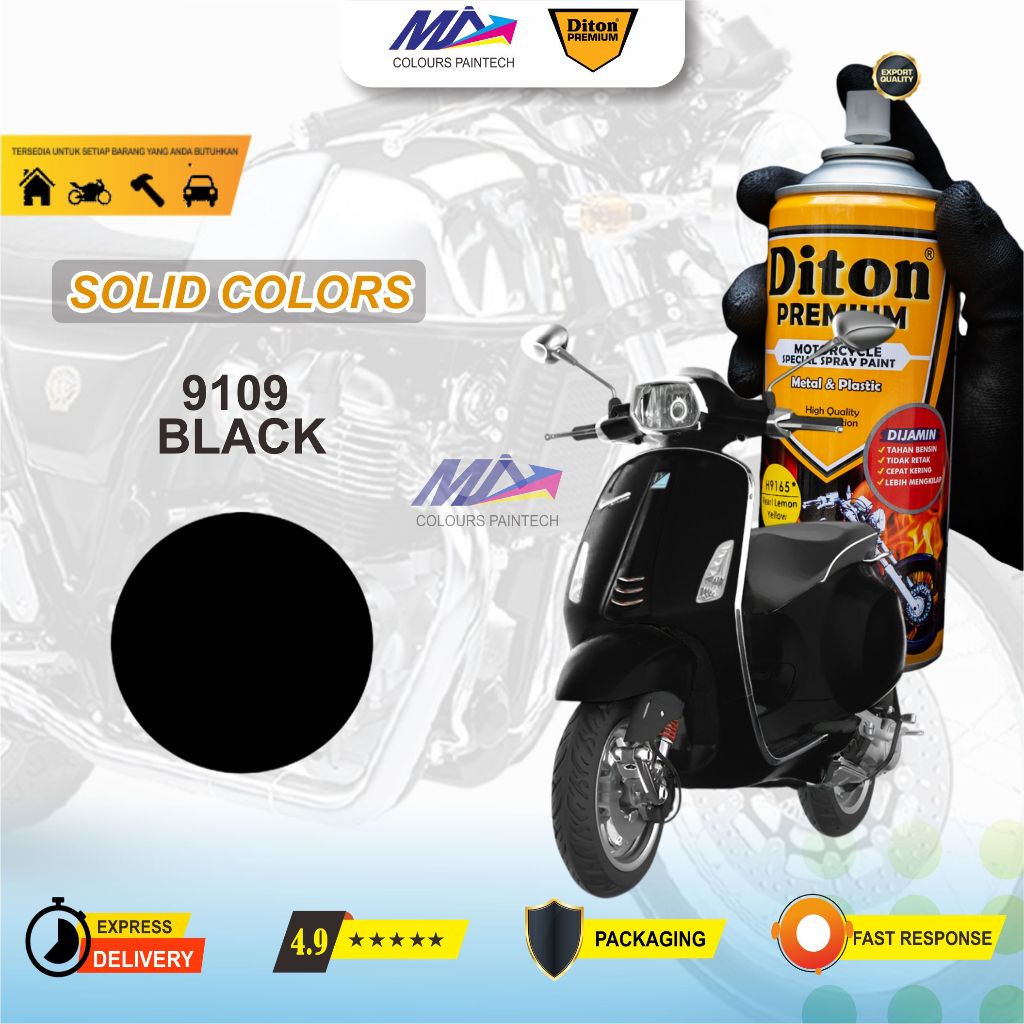 Diton PREMIUM SOLID COLORS NO 9109 BLACK GLOSS Cat Semprot