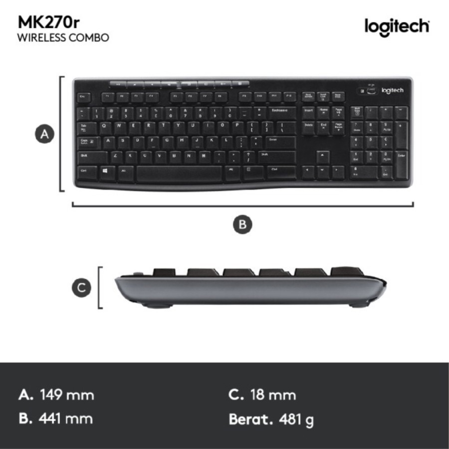 LOGITECH MK270R WIRELSESS KEYBOARD AND MOUSE