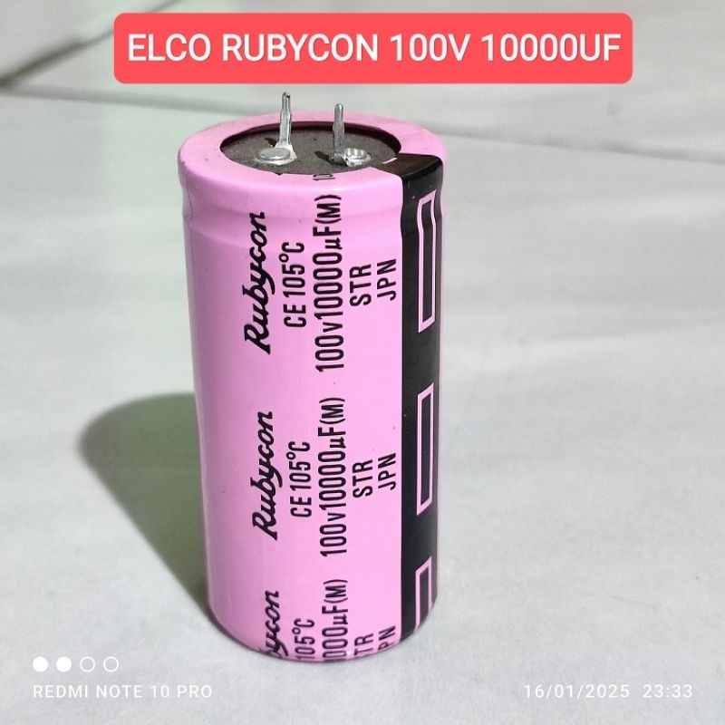 KAPASITOR ELCO 100V 10000UF RUBYCON PINK
