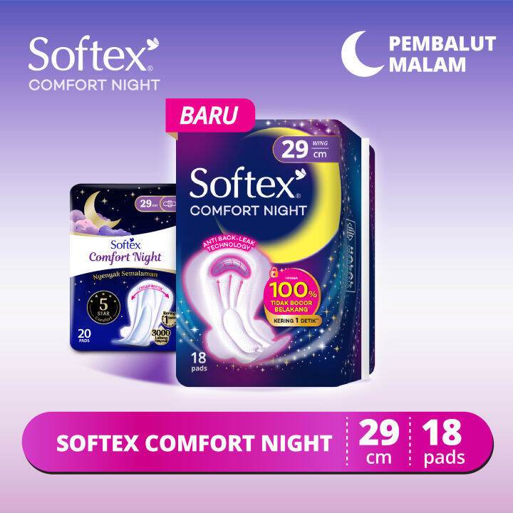 SOFTEX COMFORT NIGHT 29CM 18'S