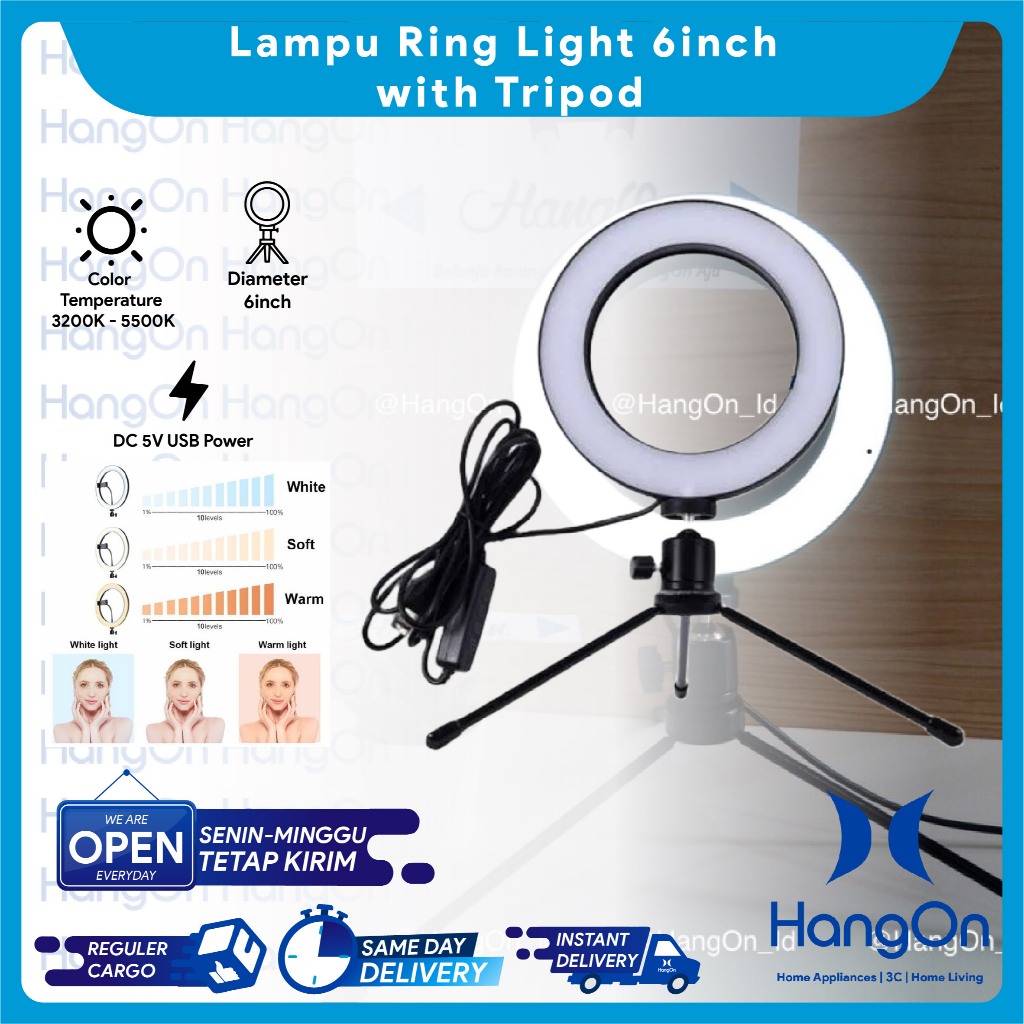 LED Ring Flash 6 inch Ring Light Led Kamera Bonus Mini tripod