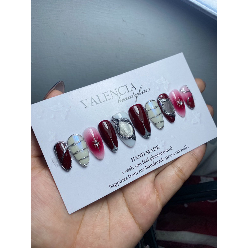 press on nails marron silver