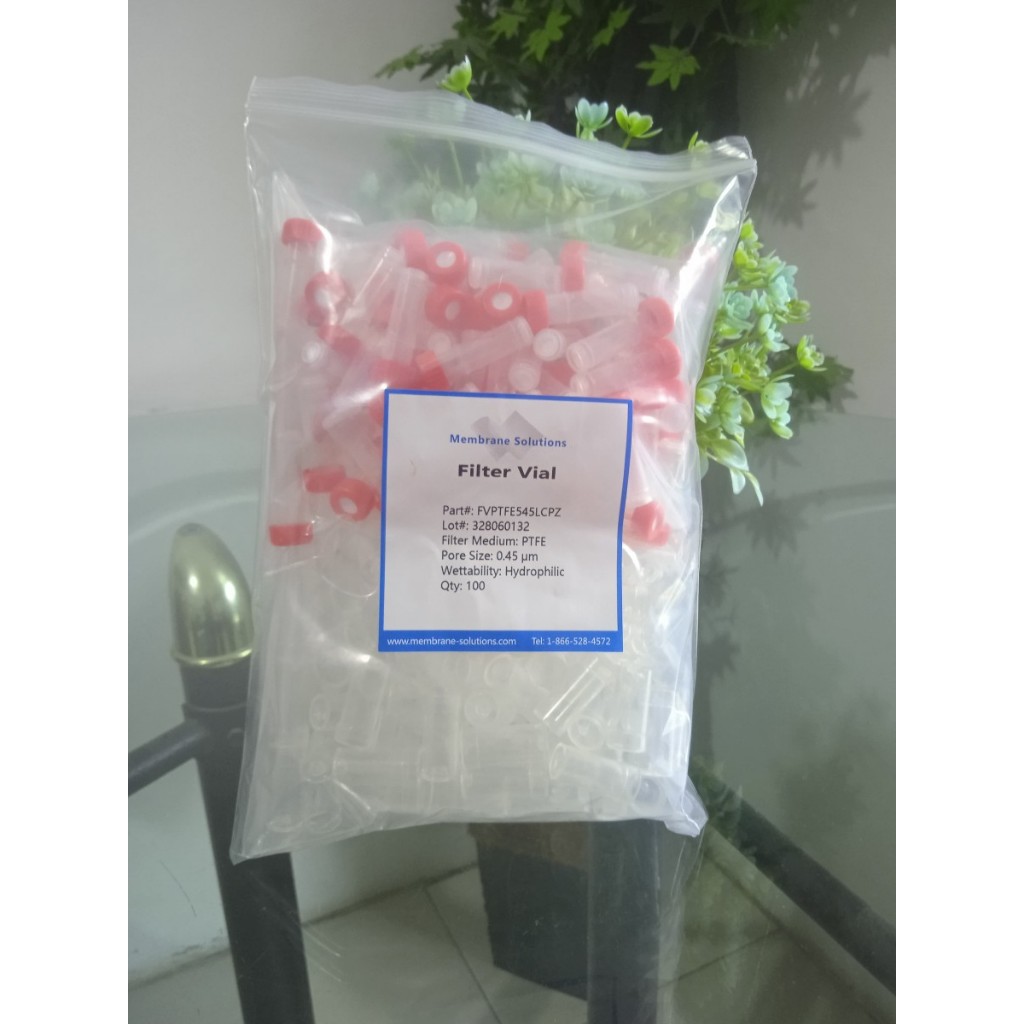 Filter Vial PTFE Hydrophilic 0.45 um Membrane Solution