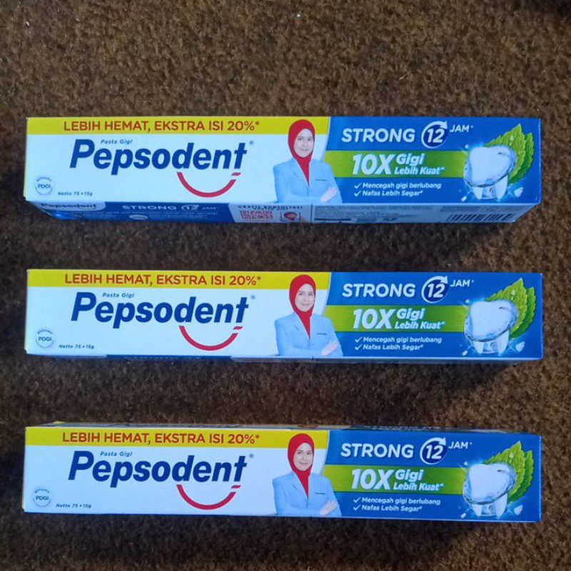 Pepsodent Strong 75gr (Paket 3 Pcs)