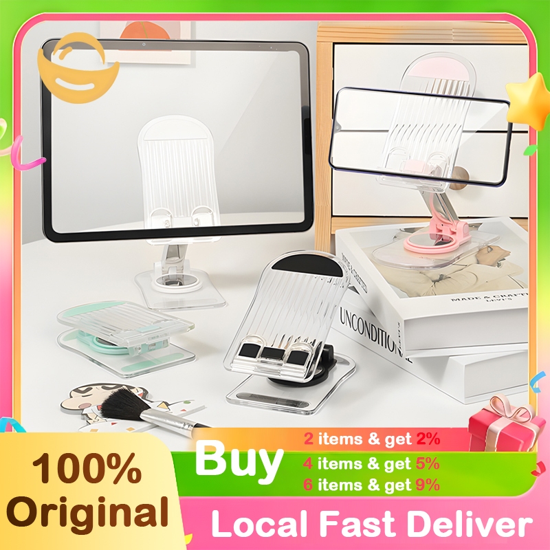 Creative Acrylic Rotating Phone Stand Portable Desktop iPad Stand 360 ° Multi functional Foldable