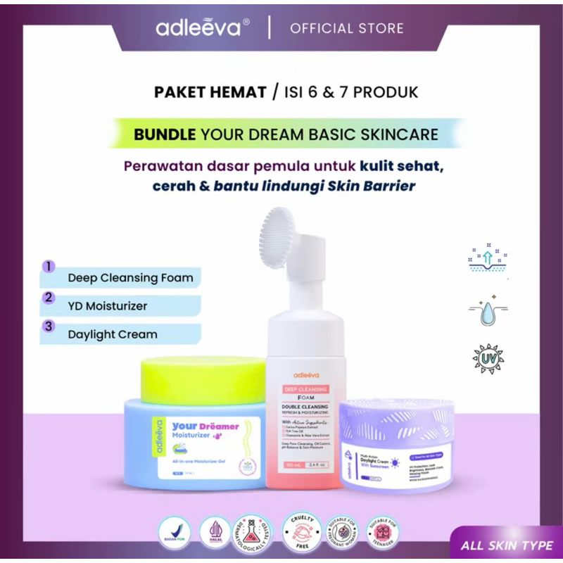ADLEEVA - BUNDLE Basic Skincare Kit (Isi 3 produk)