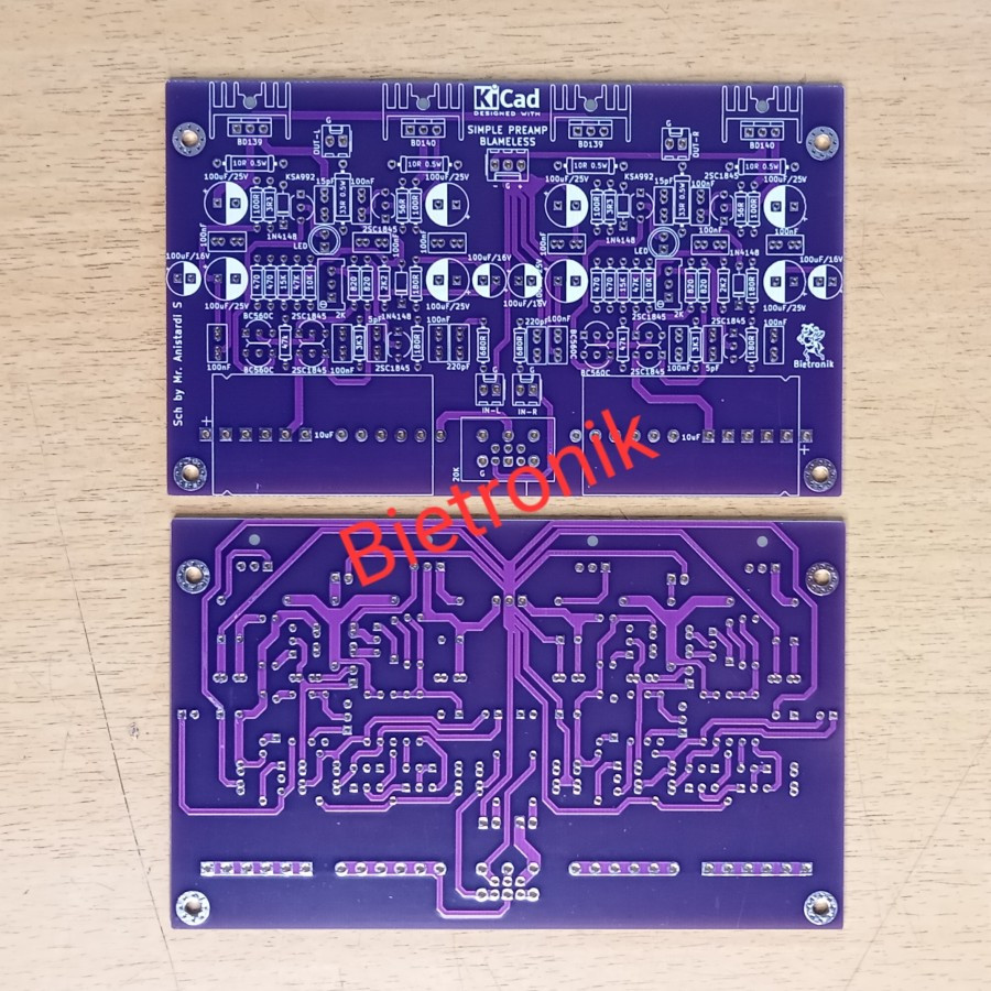 PCB Simple PreAmp Blameless Stereo Dauble layer