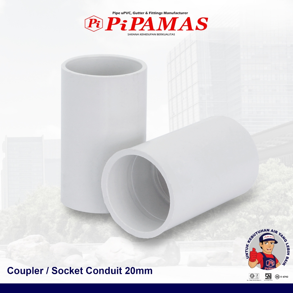PiPAMAS Coupler / Socket Conduit 20mm White