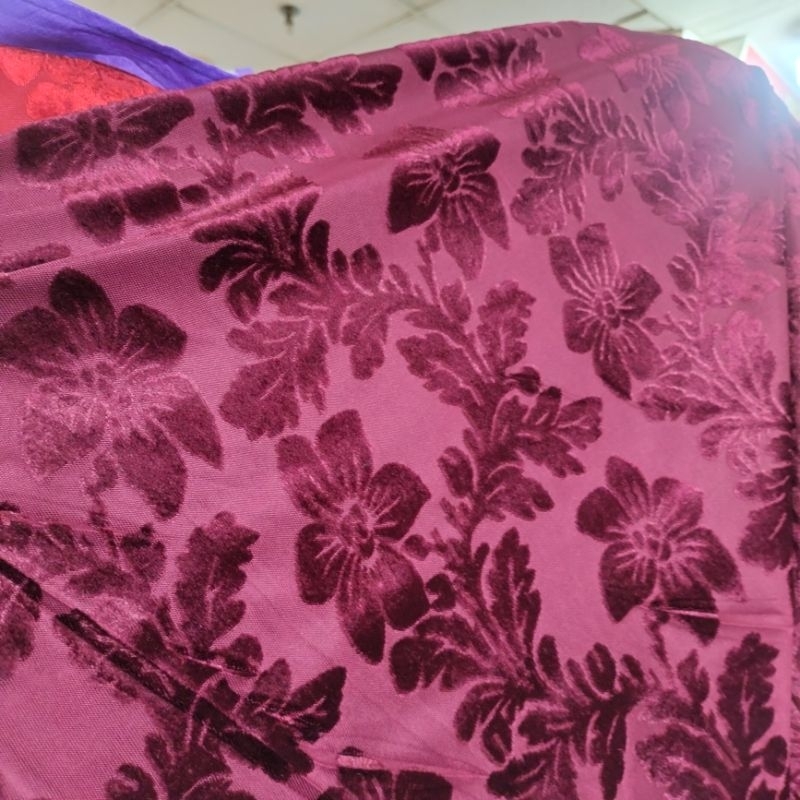 bahan kain bludru emboss