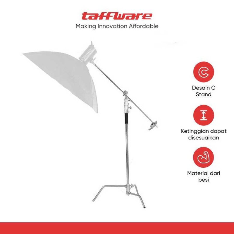 TaffSTUDIO C Light Stand Tripod / C-Stand Studio Lighting 130cm