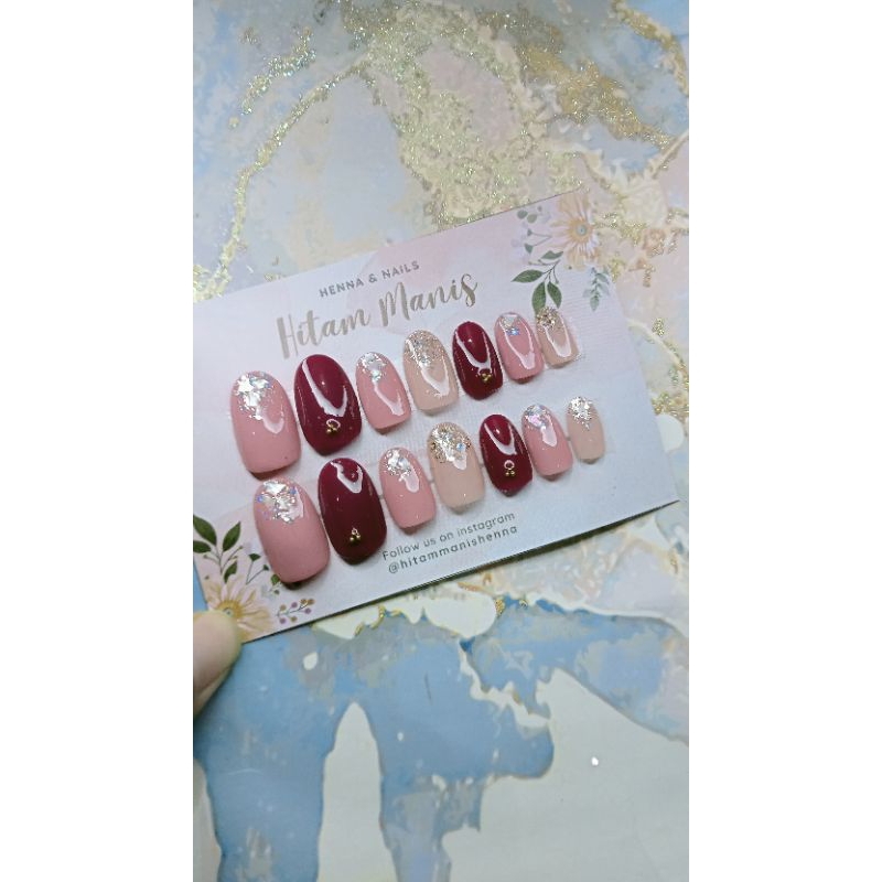 nailart plum pink nude