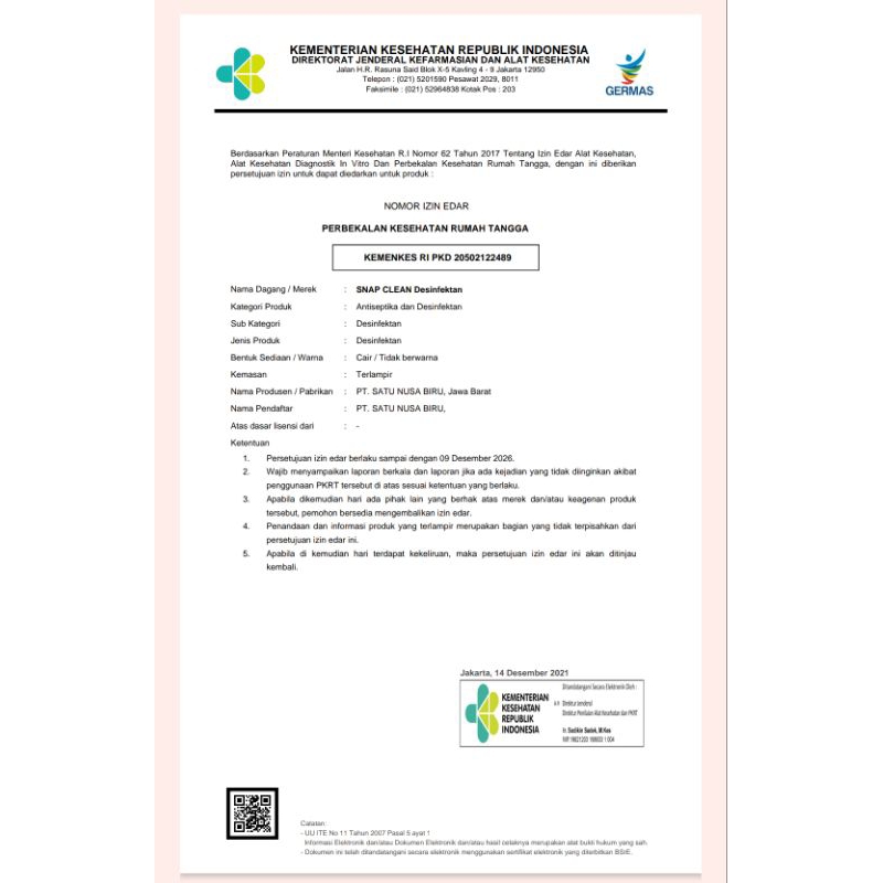 Cairan Disinfectant Snap Clean