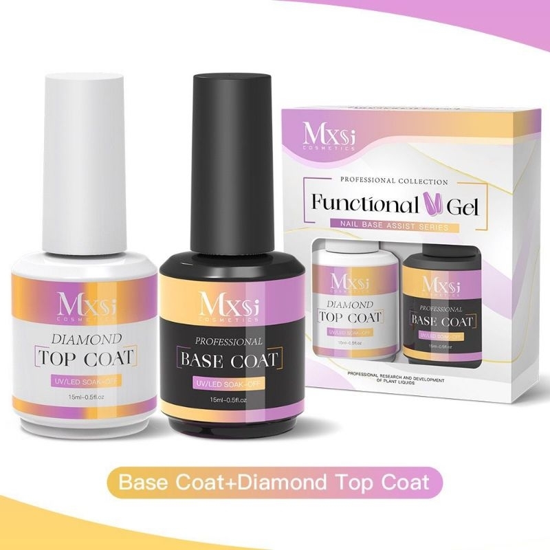 MXSI Basic Gel Set Base Coat+Top Coat 15ml/Functional Gel Polish Set