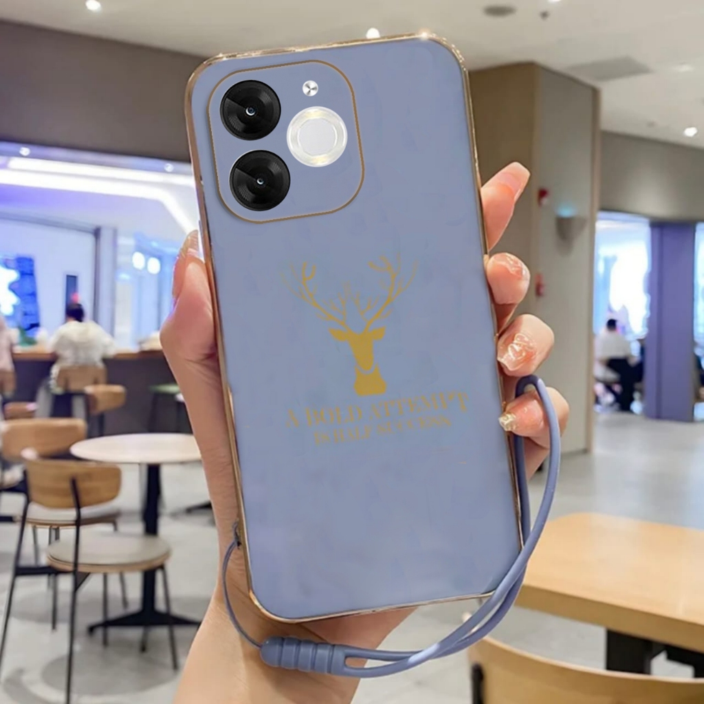 Soft Case Itel A80 Casing Elektro Plating Free Tali Strap
