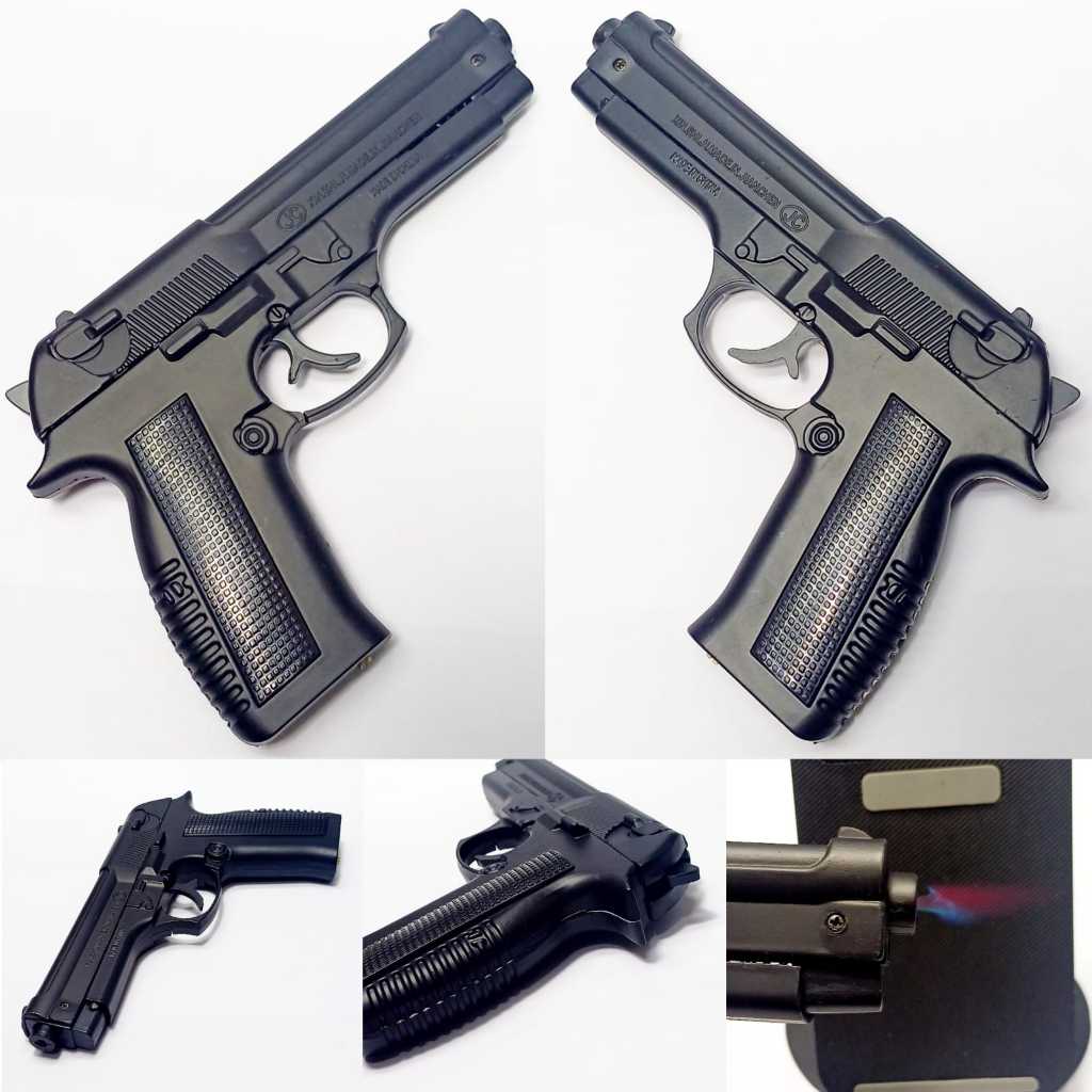 korek api -model replika material besi warna hitam-api laser
