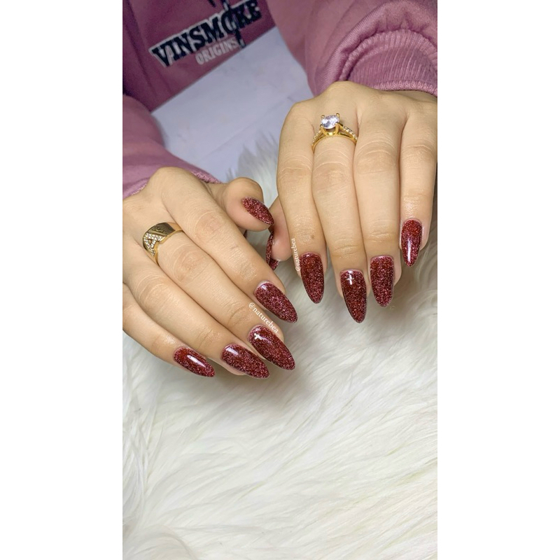 Press On Nails Premium red glitter flash