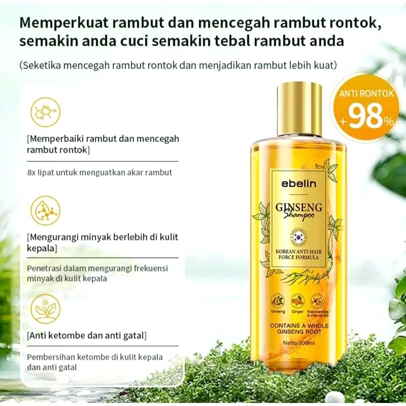 Shampo Ebeline gingseng plus jahe menguatkan rambut