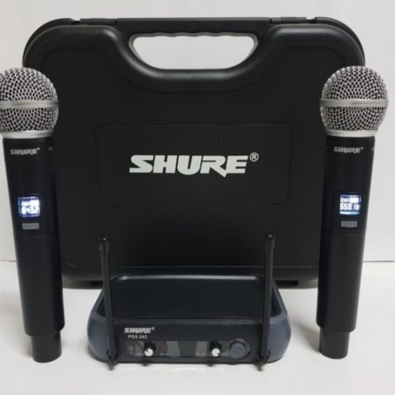 MICROPHONE WIRELESS PGX242 PLUS KOPER  2 MIC GENGGAM