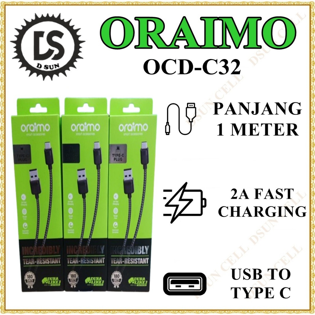 Oraimo OCD-C32 Duraline 3 Kabel Data Type-C Android Cable 2A Fast & Durable