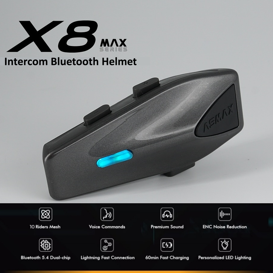Intercom Retouch X8 Max Mesh Communication - Interkom Helm Bluetooth Headset Motorcycle