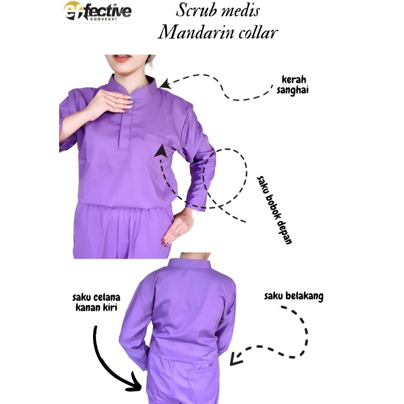 Scrub Medis Mandarin Collar