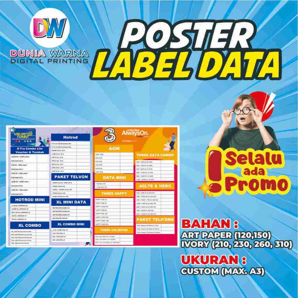 POSTER LABEL DATA XL/THREE