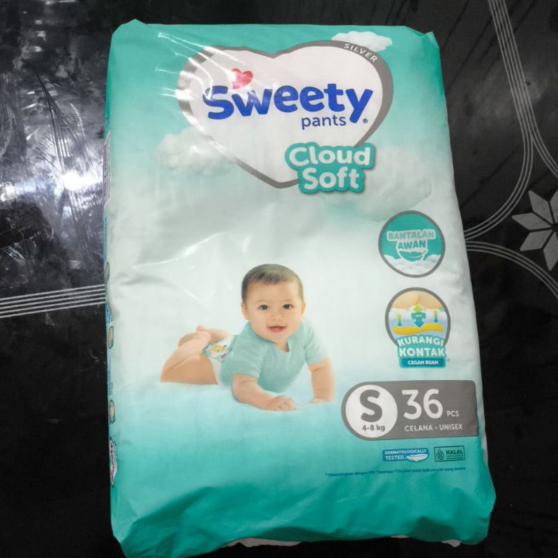 Sweety pants cloud soft SILVER  S36 popok celana