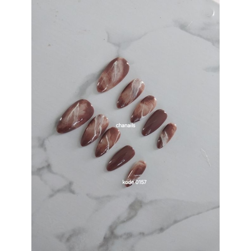 0157 press on nails marble