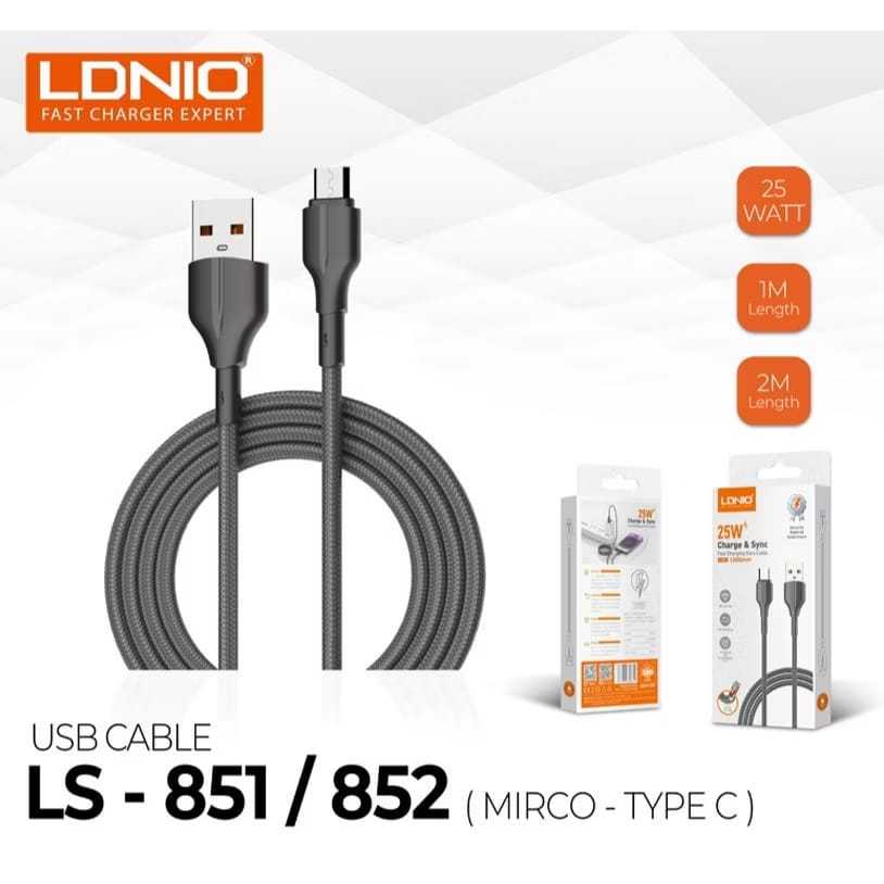 Kabel Data LDNIO LS852 Fast Charge 25Watt MODEL micro Type C  2 Meter
