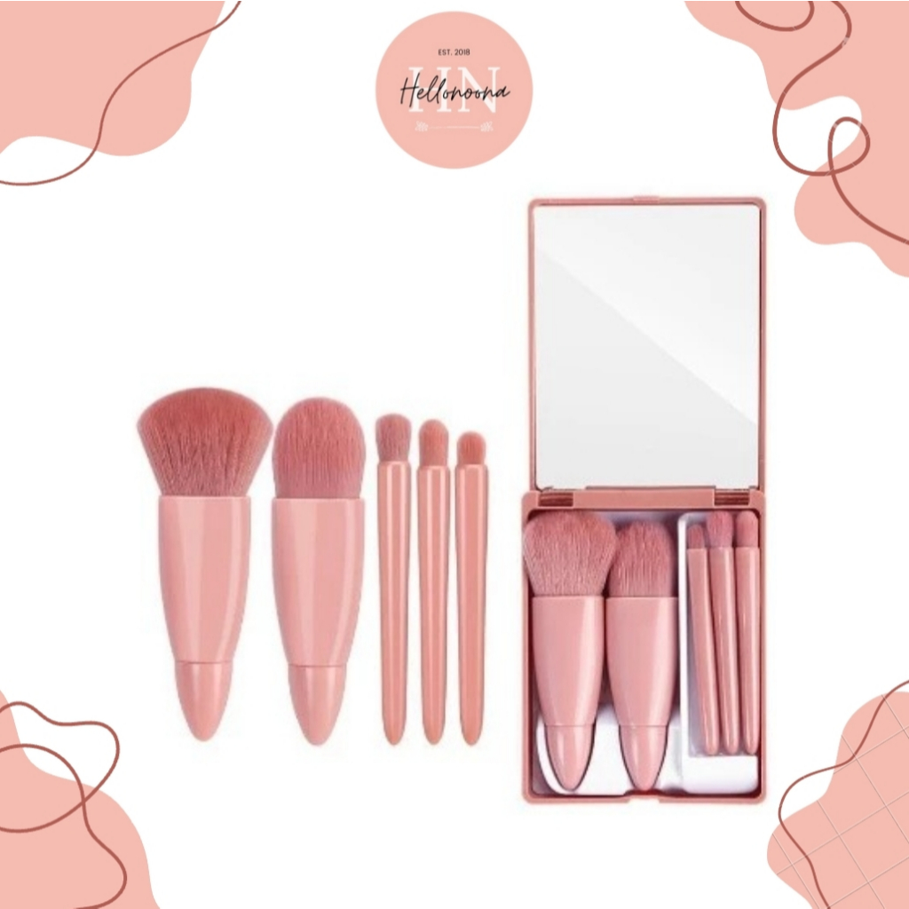 Make Up Brush Set 5in1 + Cermin