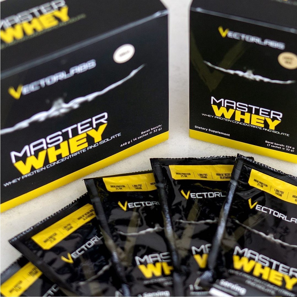 Vectorlabs Master Whey 12 Sachet Box Whey Protein Isolate dan Concentrate