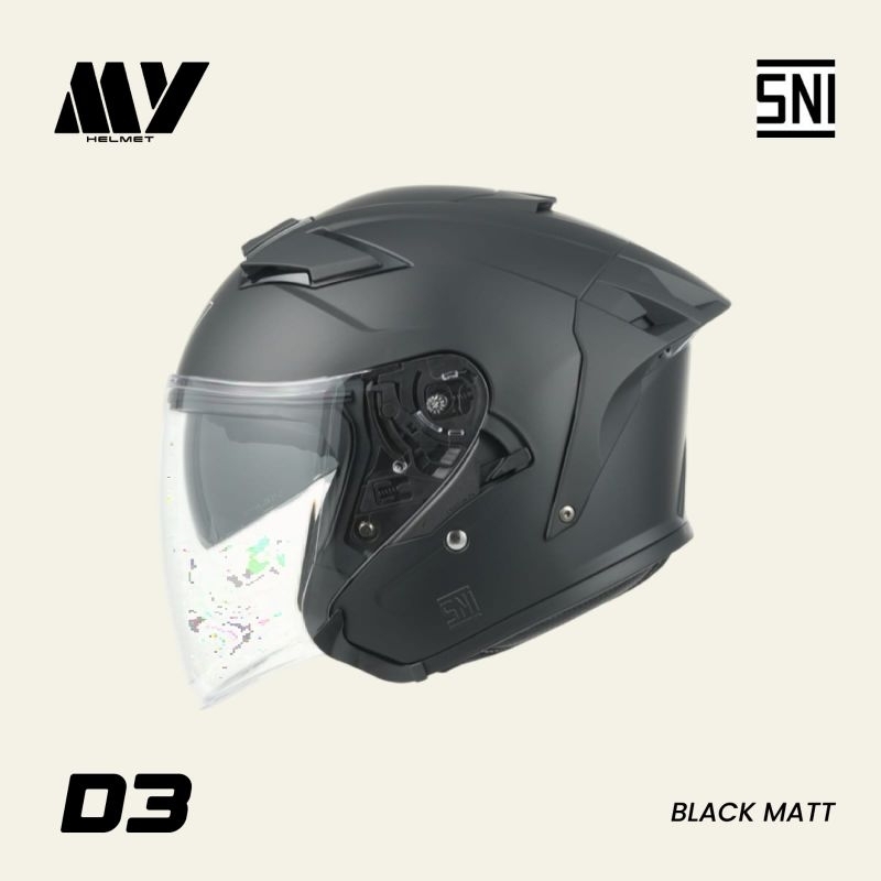 Helm Halface MY D3 Black Matt Visor Clear