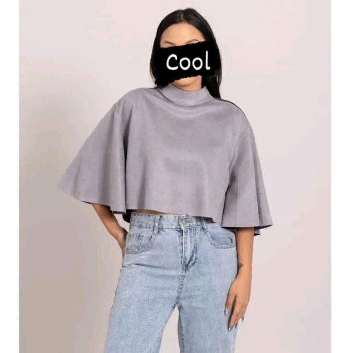 suede grey crop top