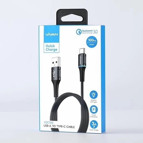 kabel data VIVAN VDM100 MICRO 2.4A VDC100 TYPE-C 3A VDL100 IPHON 2.4A