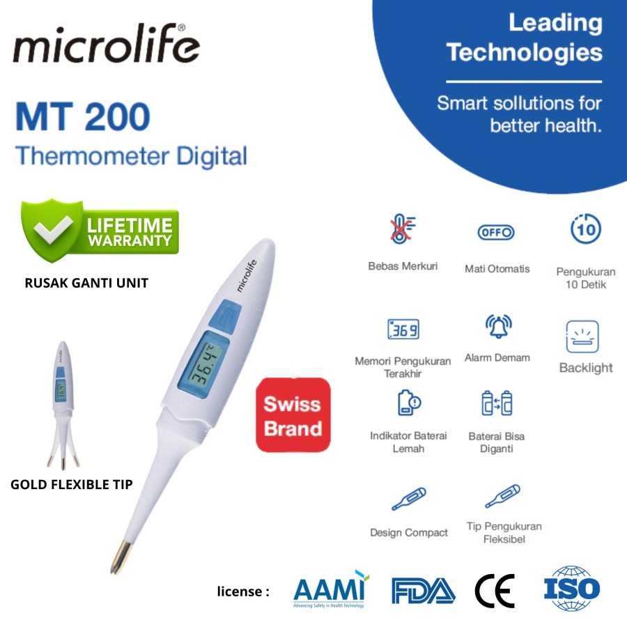 MICROLIFE MT200 MT19M1 TERMOMETER DIGITAL DENGAN GOLD TIP
