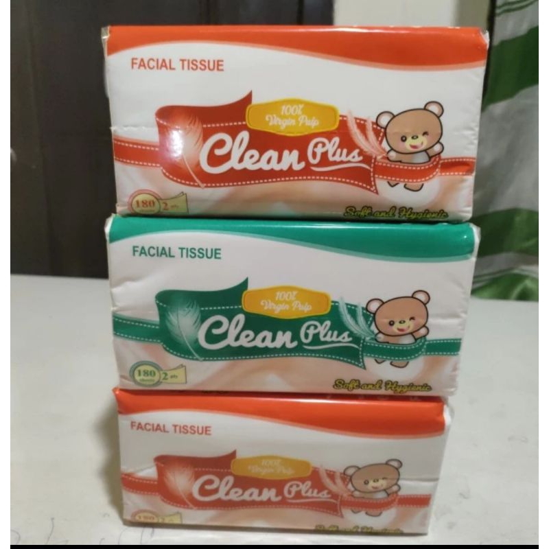 tissue clean plus 180 sheets -2fly(360lembar)-facial tissue-1pcs