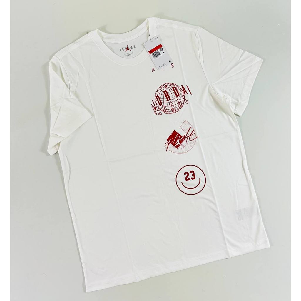 Nike Jordan Red Printed Stack Logo White Tee - 100% ORIGINAL