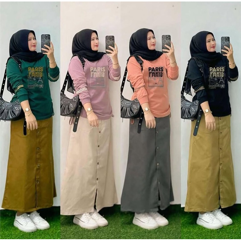 setelan rok twill