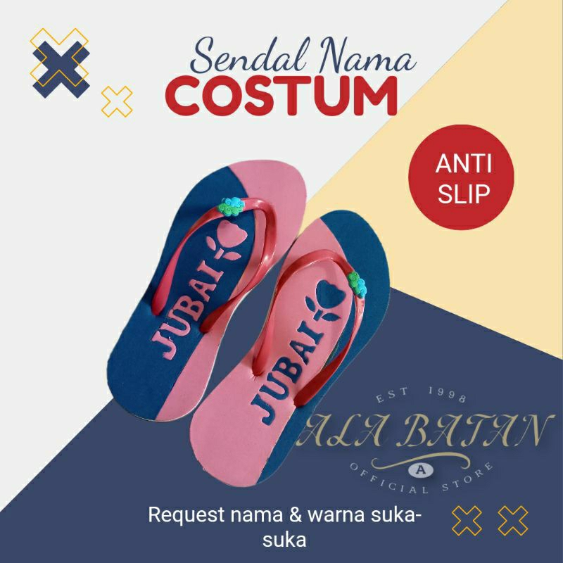 SENDAL NAMA(costum) anak2 dan dewasa request