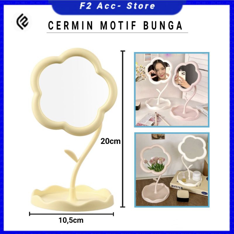 F2 - Cermin Motif Bunga / Kaca Rias Bunga Standing Mirror Make Up