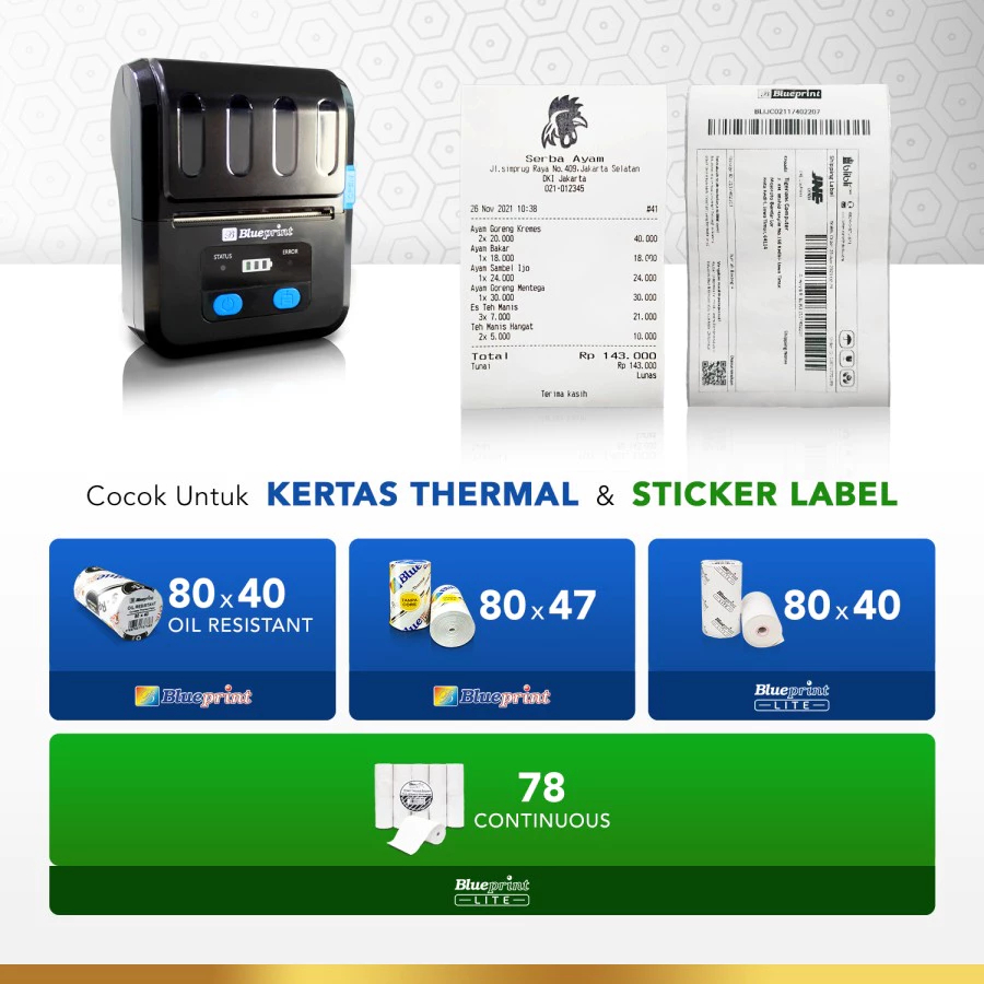 Blueprint Printer Portable Bluetooth Thermal ECO 80 -01374