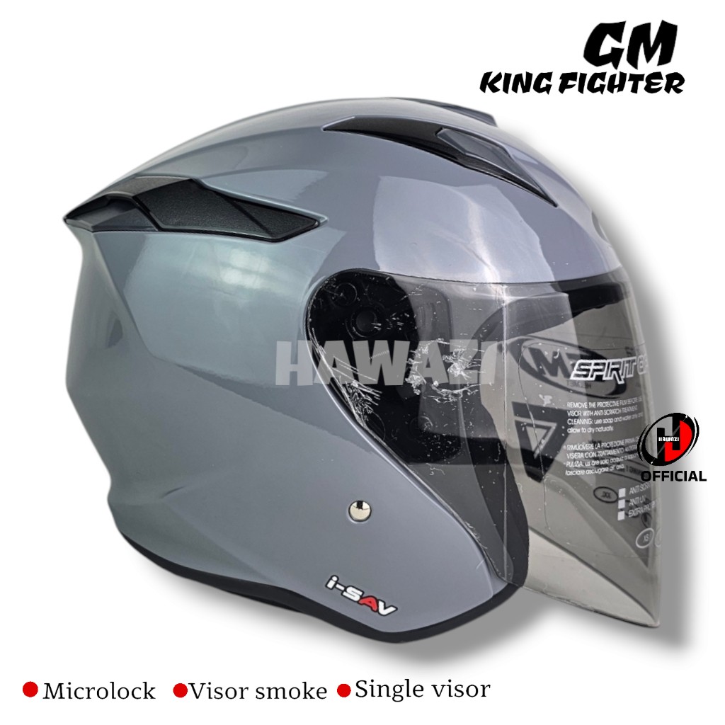 Helm Gm King Fighter Solid Dim Grey Helm Half Face Sni