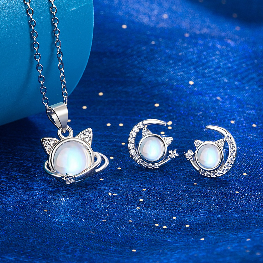 Set Kalung Anting Kucing Galaxy