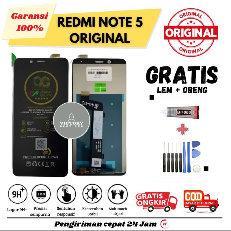 Lcd REDMI Note 5 OG SUPER GRATIS lem + Obeng Touchscreen Original Fullset