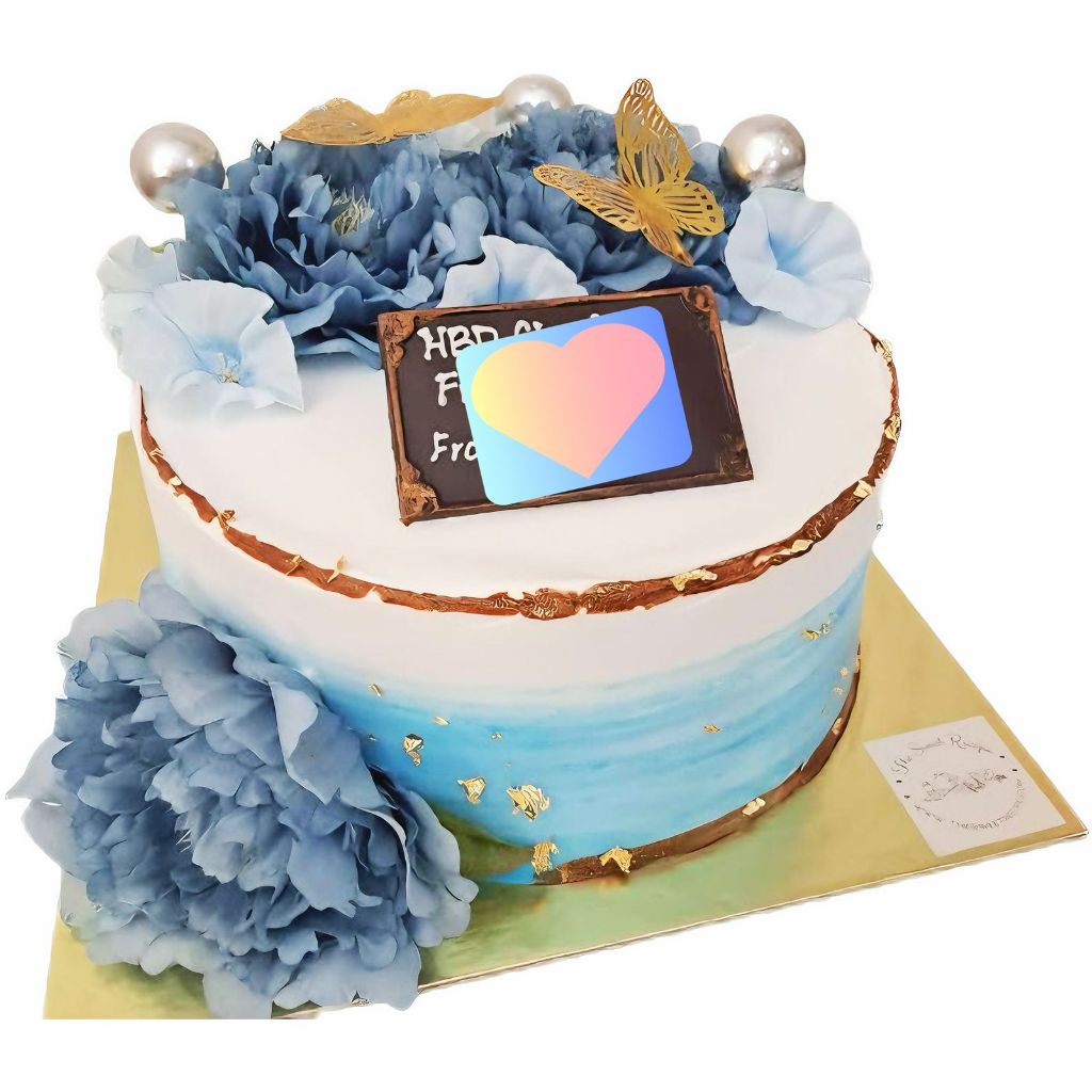 Butterfly Flower Blue Cake