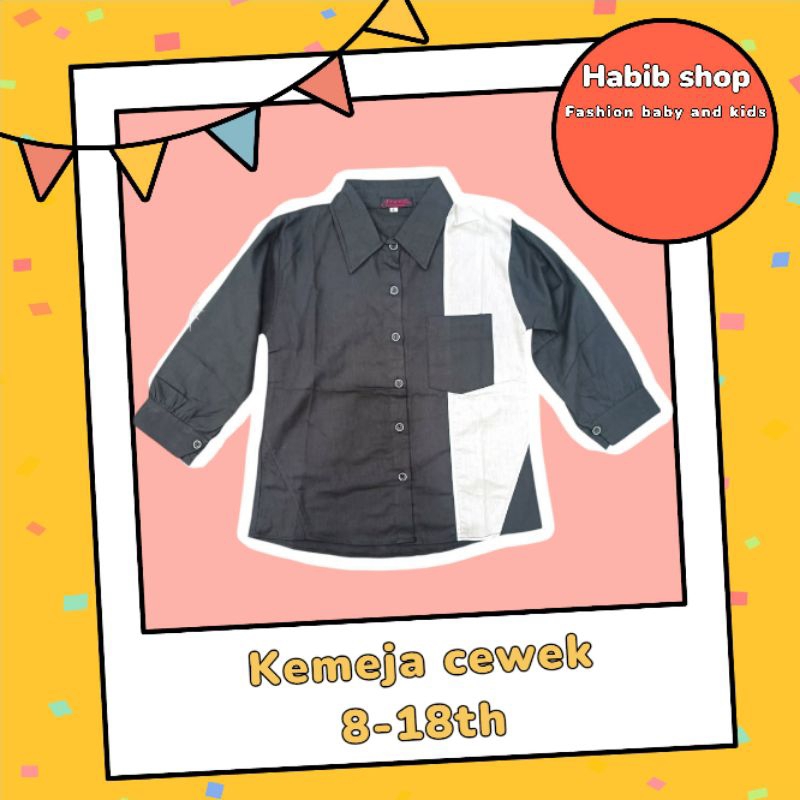 kemeja katun cewek 8-18th