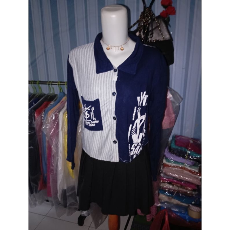 kemeja crop katun